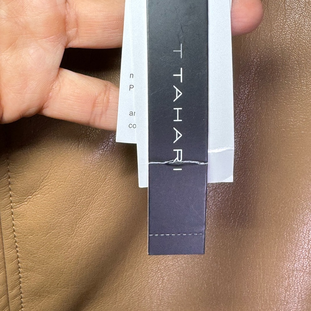 Tahari Tan Fux Leather Pencil Skirt - Picture 8 of 11